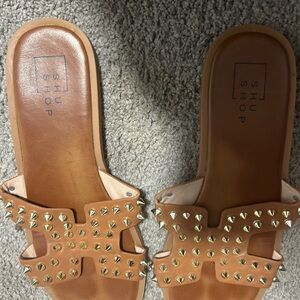 ShuShop Tan Studded Women's Sandals